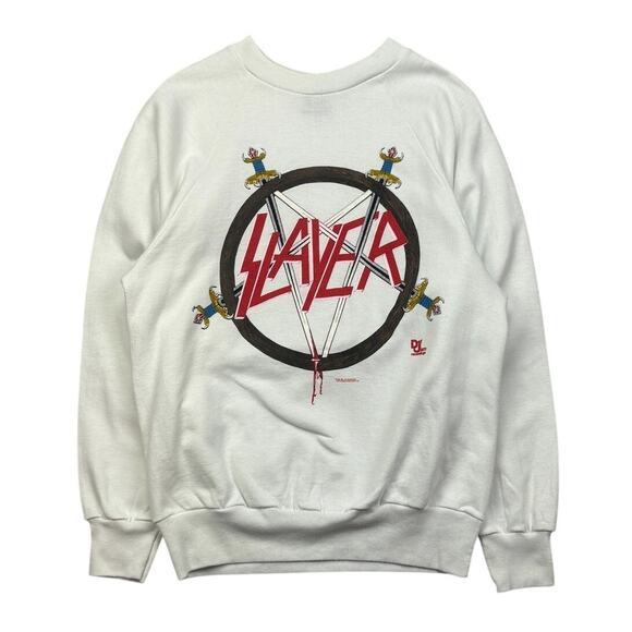 Vintage 80s 1985 Slayer Sweatshirt Men's Medium Band Def Jam Metal Band
